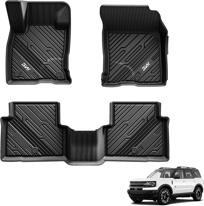 3W Floor Mats Fit for Ford Bronco Sport 2021-2025 2026 All Weather TPE Car Accessories Custom Fit Full Set Ford Bronco Sport Car Mats (Not for Bronco & Rubberized Floor & Outer Banks) by 3W
