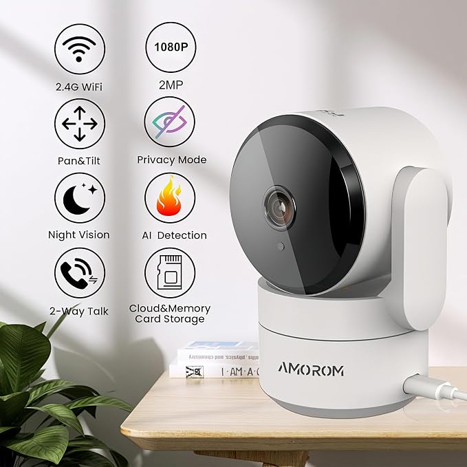 Indoor Security Cameras, Alexa Camera for Baby/Elderly/Pet Monitoring | AI Smart Detection & Alarm, 2-Way Audio, Night Vision, 2.4G WiFi App Control, Cloud & SD Card Storage, 3 Pack - Image 2
