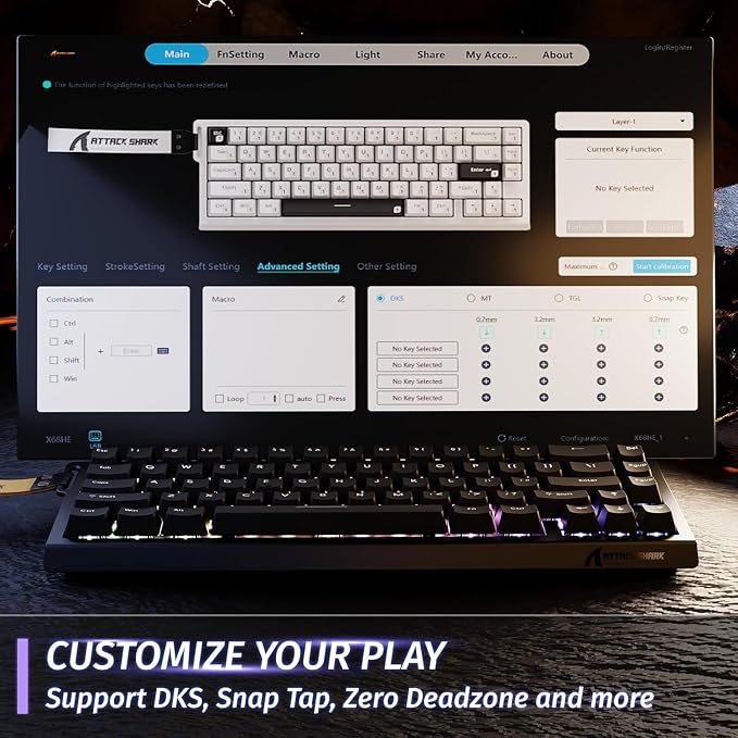ATTACK SHARK X68 HE RT Mechanical Gaming Keyboard 60% Wired TKL-Black | Adjustable Actuation,Hall Effect Magnetic Switch,8KHz Polling Rate,RGB Backlit,Top Mount, Web Driver for PC Mac Esport Gamer - Image 5