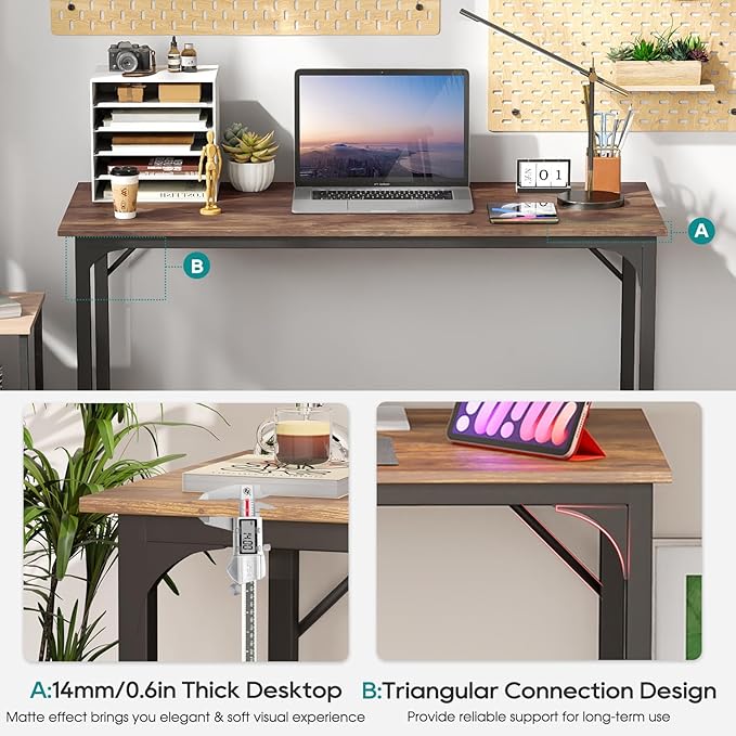 BestOffice Computer Desk,Home Office Desk, Modern Simple Style for Home Office Study Writing (Brown, 39 Inch) - Image 4