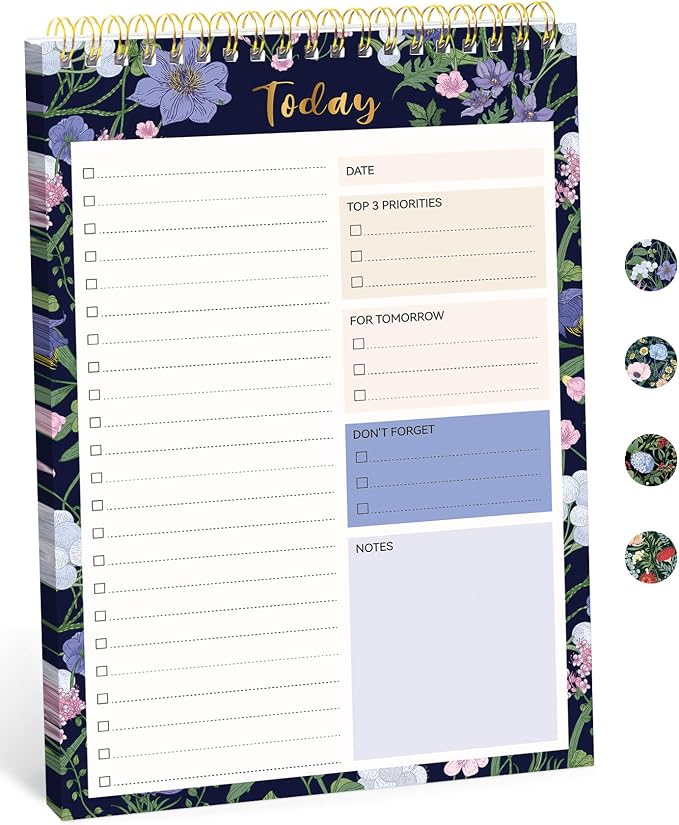 Taja To Do List Notepad, Undated Daily Planner for Work and Goal Setting | Blue Meadow, 52 Sheets, 9.8" x 6.5" , for Office, Home and school, Daily Task Planning, Notes and Everyday Organization by Taja