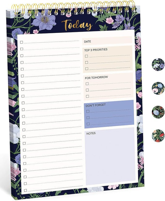 Taja To Do List Notepad, Undated Daily Planner for Work and Goal Setting | Blue Meadow, 52 Sheets, 9.8" x 6.5" , for Office, Home and school, Daily Task Planning, Notes and Everyday Organization by Taja