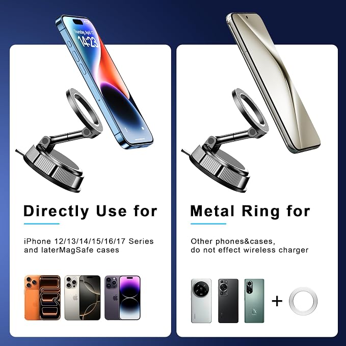 Qifutan for MagSafe Car Phone Holder Mount Phone Mount for Car Windshield Dashboard Air Vent Universal Hands Free Automobile Cell Phone Holder Fit for iPhone Smartphone Camera Mounts - Image 6