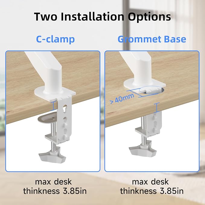 Suptek Single Monitor Mount Adjustable Gas Spring Monitor Arm Desk Mount Stand Fits 17 20 22 23 24 26 27 32 33 inch Monitors,Holds up to 22 lbs,White(MD18W) - Image 7