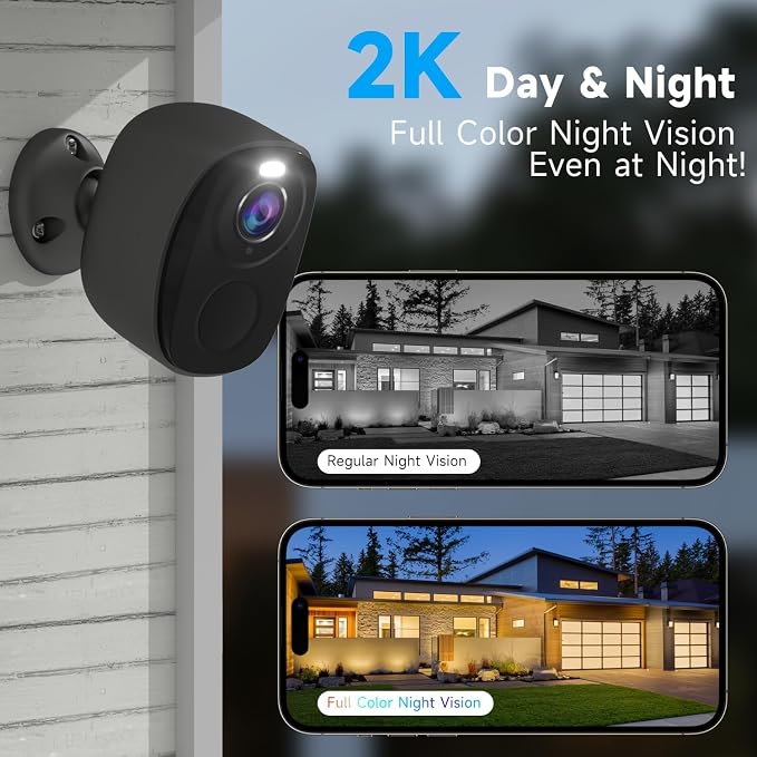 4Pack 5G/2.4G WiFi Security Cameras, 2K Security Cameras Wireless Outdoor Battery Powered with AI Motion Detection Siren Alarm, Color Night Vision, 2-Way Talk, IP65 Waterproof, Works w/Alexa, Cloud/SD - Image 3