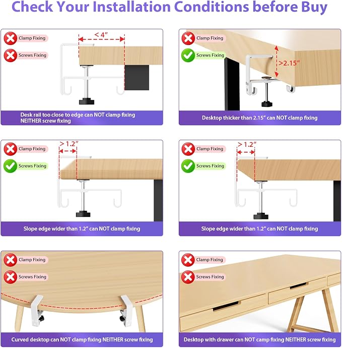 Univivi No Drill Under Desk Cable Management Tray, 28 inch Cable Management | Clamp/Screw Mount Cable Management Desk, Premium Fabric Cable Management Box, Various Sizes Wire Management for Office, Home - Image 5