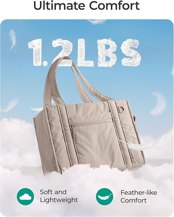 BAGSMART Boxy Tote Bag for Women, Crossbody Work Bag with Zipper | 3 Sizes Small Mini Tote Bag, Inner Tumbler Pocket Crush Bow Should Bag for Travel Work College - Image 5