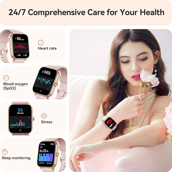 Smart Watch for Women Android & iPhone, Alexa Built-in, IP68 Waterproof Activity Fitness Tracker with Bluetooth Call (Answer/Make), 1.8" Smartwatch with Heart Rate/SpO2/Sleep Monitor, 100+ Sports Mode | Pink - Image 2
