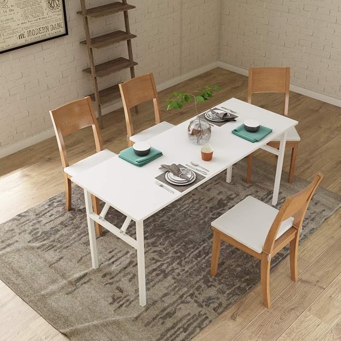 Need Home Office Desk - 62 Inches Large Computer Desk Sturdy Black Table Foldable Desk Gaming Computer Table No Assembly Required AC5DW(157.5 * 60) | White Frame Writing Gaming Work Table/Foldable Home Office Desk/Sewing Table, No Assembly Required - Image 6