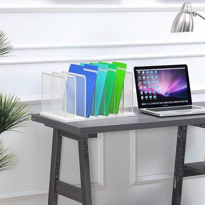 Kuntine.B 7-Section Upright Desk File Organizer Silver 1 Pack | Vertical, Mesh, Metal, Assembly, Stability, Sturdiness, Organization, Standing - Image 4