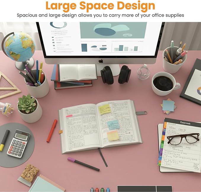 PayLessHere | 47 Inch Computer Desk | Pink | Office Desk with Metal Frame, Adjustable Feet | Water-Resistant, Scratchproof Surface | Sturdy Writing Table for Home Office or Study | Pack of 1 - Image 6