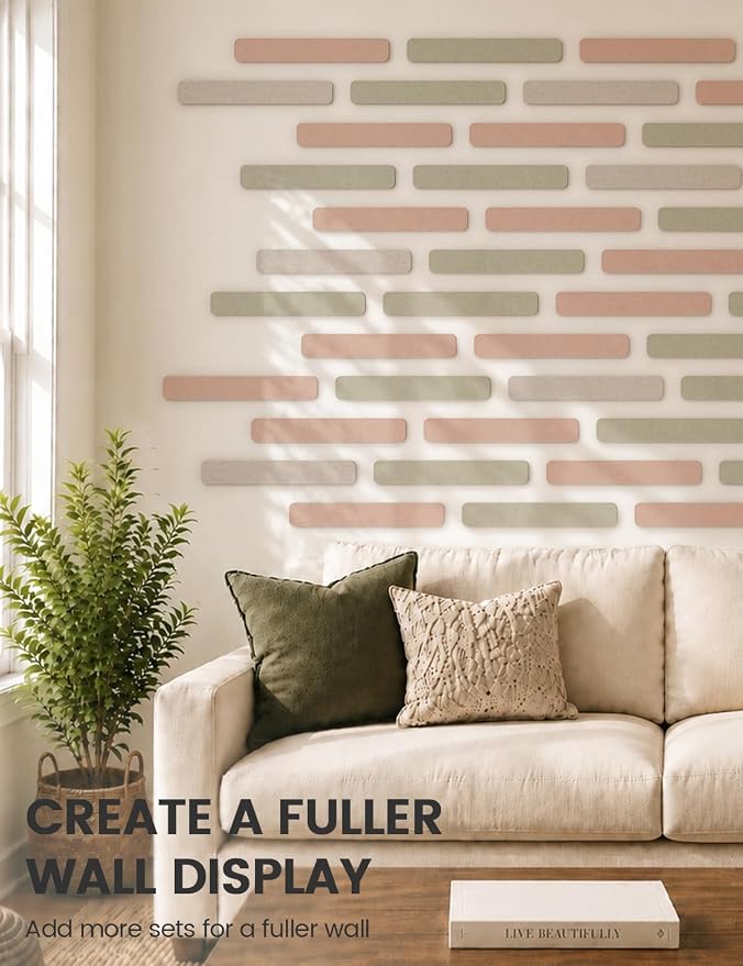 Fluxynara 13" x 2" Felt Wall Panels, Pink | 5-Pack Cork Board Alternative with 35 Push Pins, Adhesive Mounting for Bedroom Door or Home Office - Image 7