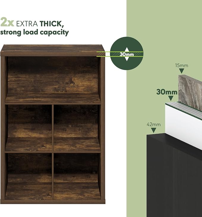 Furinno Cubicle Book Shelf, 5-Cube Bookshelf, Extra Thick Frame Cube Storage Organizer Bookcase with Closed Back, 15.3 x 29.9 x 43.3, for Living Room, Bedroom, Home Office, Amber Pine - Image 7