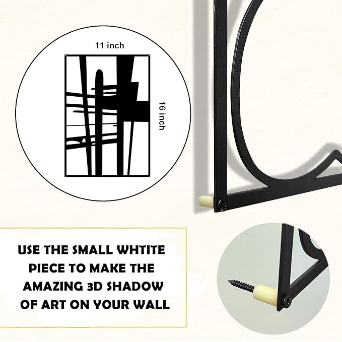 Glamativity Large 4 Pack Black Abstract Metal Wall Art, Minimalist Décor Single Line Art Wall Décor, 3D Textured Metal Wall Sculptures, for Living Room Bedroom Bathroom Study Room (Black, L Size 22.5 - Image 6