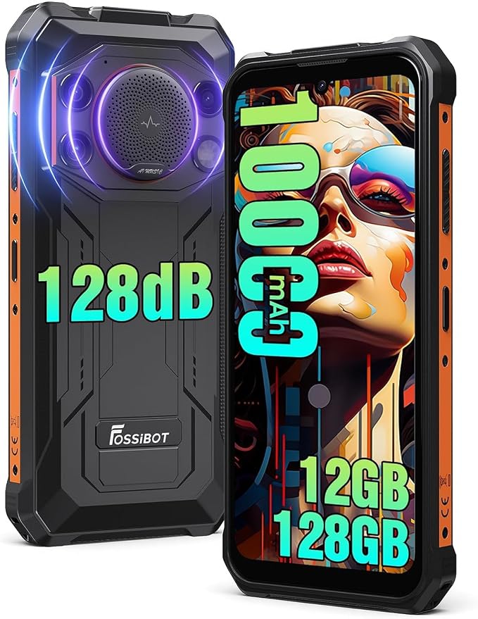 FOSSIBOT F110L Rugged Phone Unlocked (2026), 128dB Super Speaker 10000mAh/20W Battery Cell Phone 12GB+128GB/2TB Android 15 Smartphone, 6.75" HD+Display, 50MP AI Camera/120LM/Dual SIM/NFC/IP68/IP69K by FOSSIBOTSolarGenerator