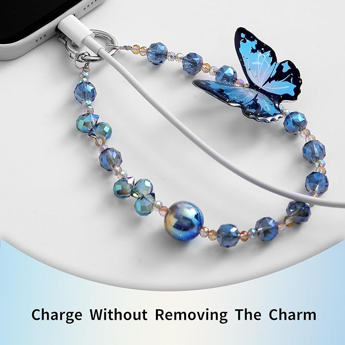 Phone Charm with Beaded Crystals, Anti-Theft Phone Strap, Hands-Free & Detachable Cellphone Lanyard, Cellphone Chain Wristlet with Tether Tab - Image 6