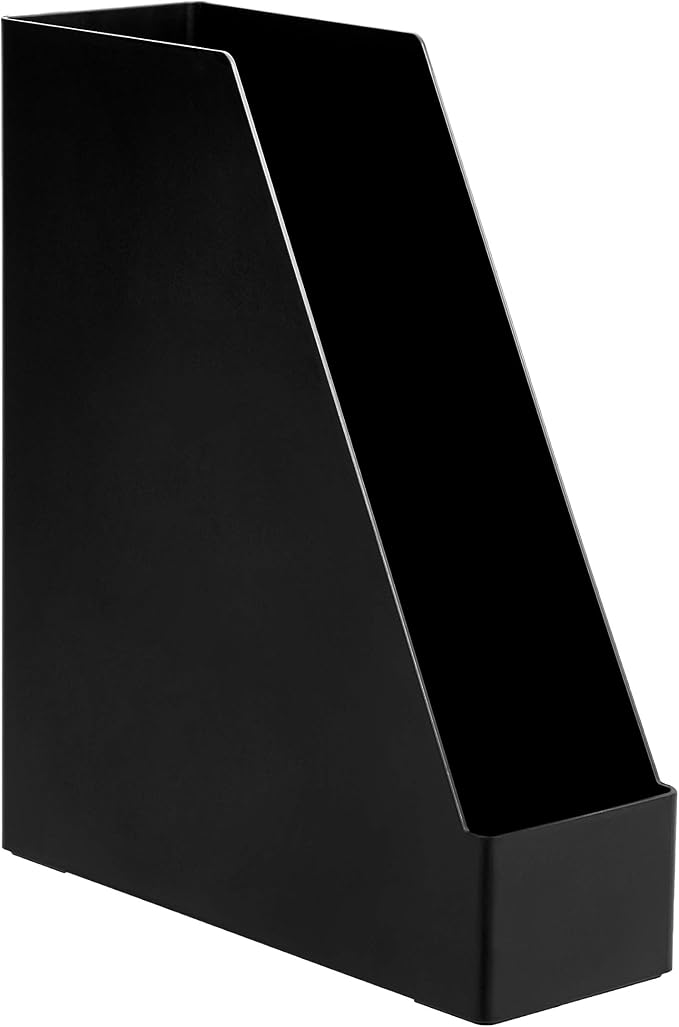 Amazon Basics Plastic Desk Organizer Vertical Magazine Rack and File Holder, Black, 12-Pack - Image 2