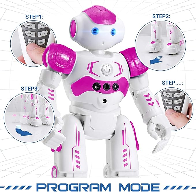 KingsDragon RC Robot Toys for Kids, Gesture & Sensing Programmable Remote Control Smart Robot for Age 3 4 5 6 7 8 Year Old Boys Girls Birthday Gift Present，Rose - Image 6