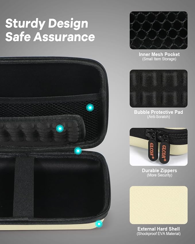 Clean-Beige Hard Shell Case for Electronic Accessories Organizer - Large Hard Carrying Case for Power Bank, External Hard Drive, Cell Phone, Charger, Cable - Portable Protection Travel Pouch Bag - Image 5