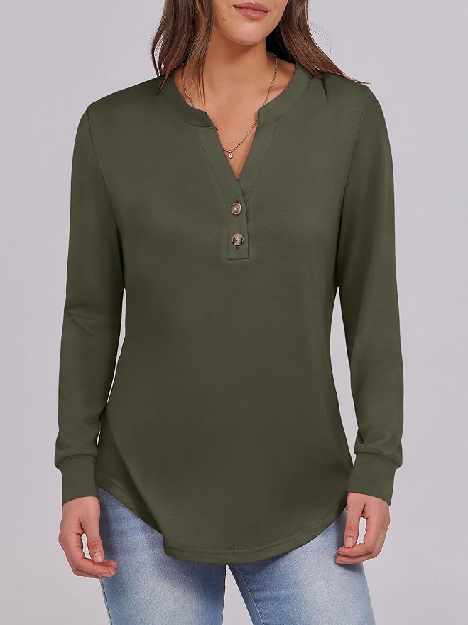 ANRABESS Women's Long Sleeve Shirts 2026 Spring Fashion Dressy Casual Tops Trendy Henley Blouses Cute Work Outfits Clothes - Image 4
