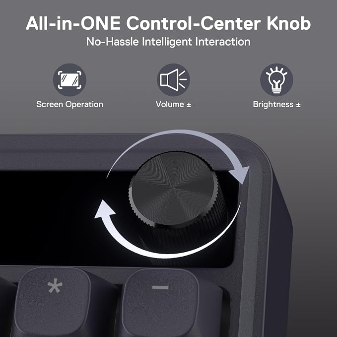 Redragon K762 PRO Wireless 104-Key Gasket Gaming Keyboard, Screen & Knob | Easy-Control LED Info Display, 0-Delay Tri-Mode, Cushioned 5-Layer Noise Dampening for Creamy Thocky Sound, Full-Size 104-Key - Image 6
