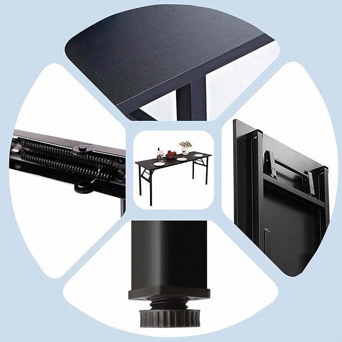 Need Office Computer Desk 60 Inch Sturdy Folding Laptop Table Black | Black Frame Writing Gaming Work Table/Foldable Home Office Desk/Sewing Table, No Assembly Required - Image 3