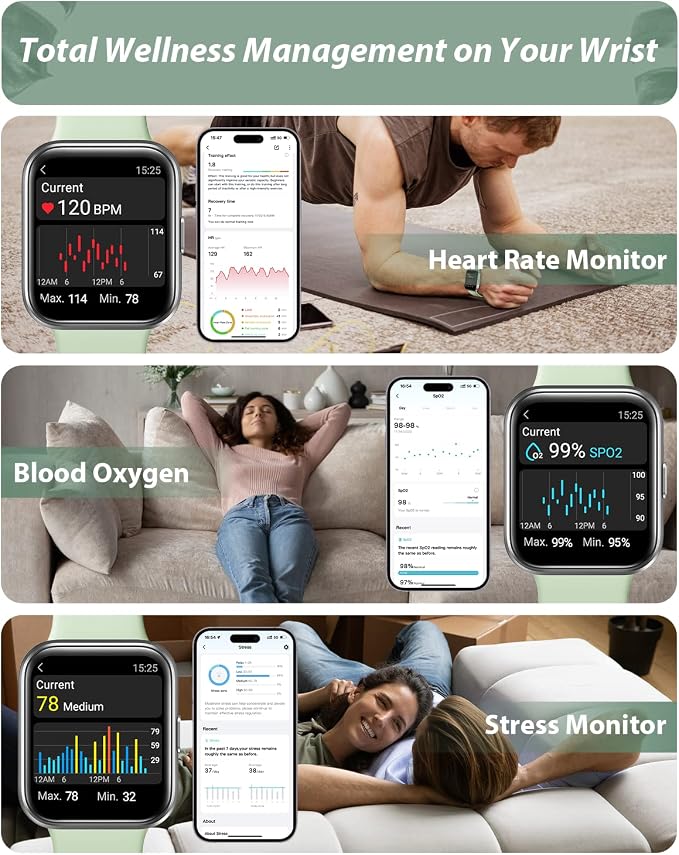 Tensky Smart Watch for Men Women(Call Receive/Dial), Alexa Built-in, 1.8" Touch Screen Fitness Tracker with Heart Rate Sleep Tracking, 100 Sports Modes, 5ATM Waterproof Smartwatch for Android iPhone - Image 3