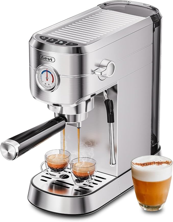 Gevi 20 Bar Compact Espresso Machine for Home,Latte、Cappuccino Coffee Maker | Removable Water Tank; Include Necessary Accessories; Can Make Americanos; Easy to Clean and Maintain; with Milk Frother; by Gevi