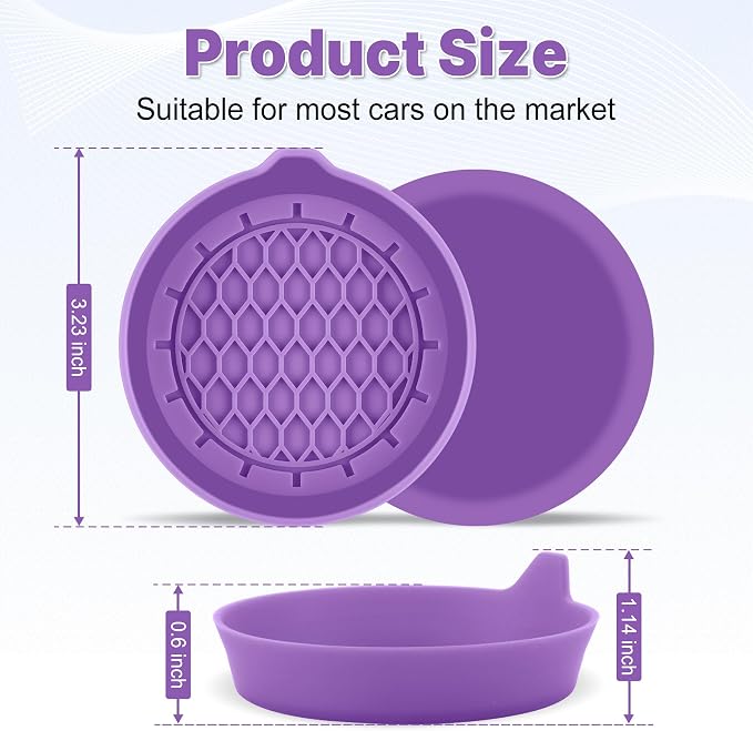 SINGARO Car Cup Holder Coaster, Silicone Cup Holder Insert, Universal Non-Slip Cup Holders, Car Accessories Interior for Women and Man 4 Pack Light Purple - Image 5