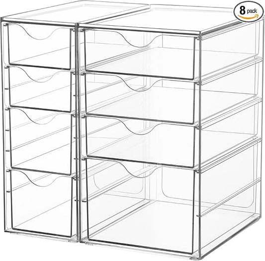 Vtopmart Acrylic Desk Organizer with 8 Drawers for Office, Makeup, Crafts | Clear Storage Drawers for Office Supplies, Desktop Organization for Makeup, Jewelry, Art Crafts, Bead, Pen, Stationary by Vtopmart