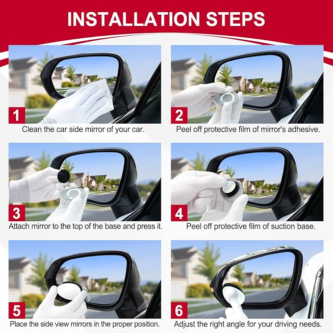 LivTee Blind Spot Mirror, Oval HD Glass Frameless Convex Rear View Mirror with wide angle Adjustable Stick for Cars SUV and Trucks, Pack of 2 - Image 4