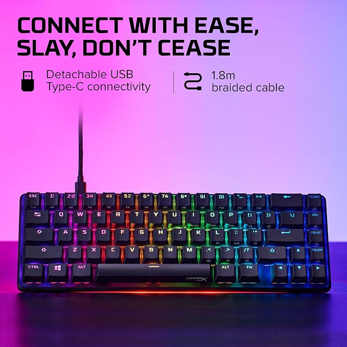HyperX Alloy Origins 65 - Mechanical Gaming Keyboard – Compact 65% Form Factor - Tactile Aqua Switch - Double Shot PBT Keycaps - RGB LED Backlit - NGENUITY Software Compatible - Image 2