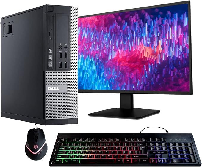 Dell Optiplex 9020 Desktop Computer PC, Intel Quad-Core i5, 500GB HDD Storage, 8GB DDR3 RAM, WiFi, 20 in Monitor, RGB Productivity Bundle, Windows 11 Pro (Renewed) by Amazon+Renewed