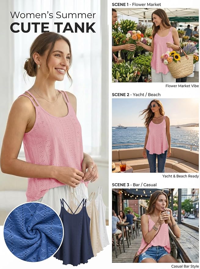 ATHMILE Women's Tank Tops Sleeveless Summer Top Spaghetti Strap Spring Shirt Loose Fit Beach Vacation 2026 Casual - Image 4