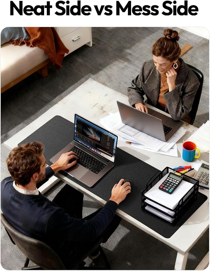 YSAGi Leather Office Desk Pad Protector, Large Mouse Pad, Non-Slip, PU Leather, Laptop Desk Blotter, Waterproof Writing Pad for Office and Home, Black, 23.6" x 13.8" - Image 6