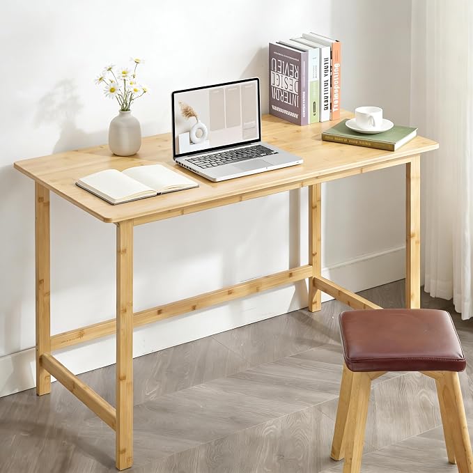 Nnewvante 47 Inch Computer Desk, Bamboo Writing Desk | Modern Simple Work Desk, for Home Office, Gaming Desk Study Table by Nnewvante