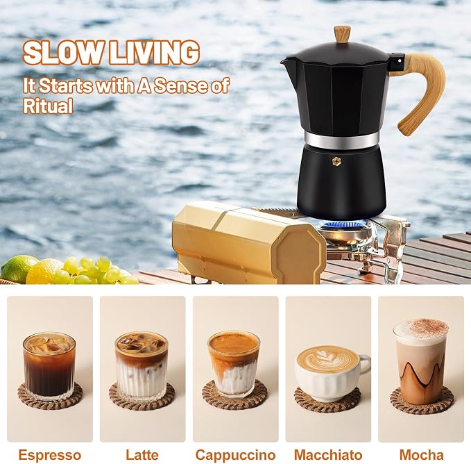 9 Cup Aluminum Espresso Stovetop Moka Pot Express Coffee Maker Percolator Italian Classic Mocha Coffee Machine for Italian and Cuban Cafe Brewing for Home & Camping 450ml 15oz - Image 7