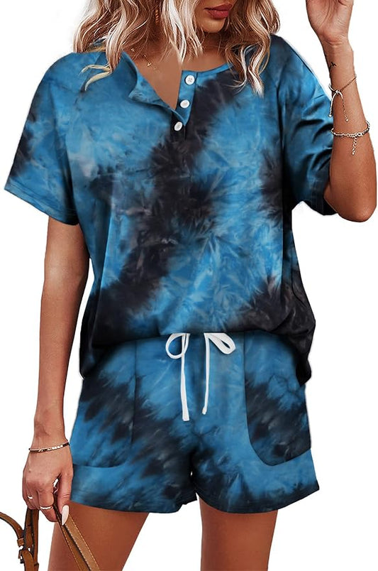 WIHOLL Two Piece Outfits for Women Lounge Sets Button Down Top and Shorts Set Sweatsuits with Pockets by WIHOLL