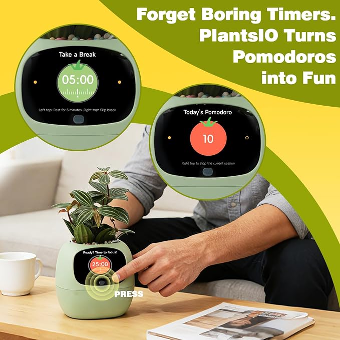 Upgraded AI Smart Flower Pot Multi-Emotion Interactive Digital Display Self Watering Planter, Monitor Soil Moisture/Water Level/Light/Battery, Supports 50+ Plants Decor for Desk Home Pet Office(Green) - Image 7