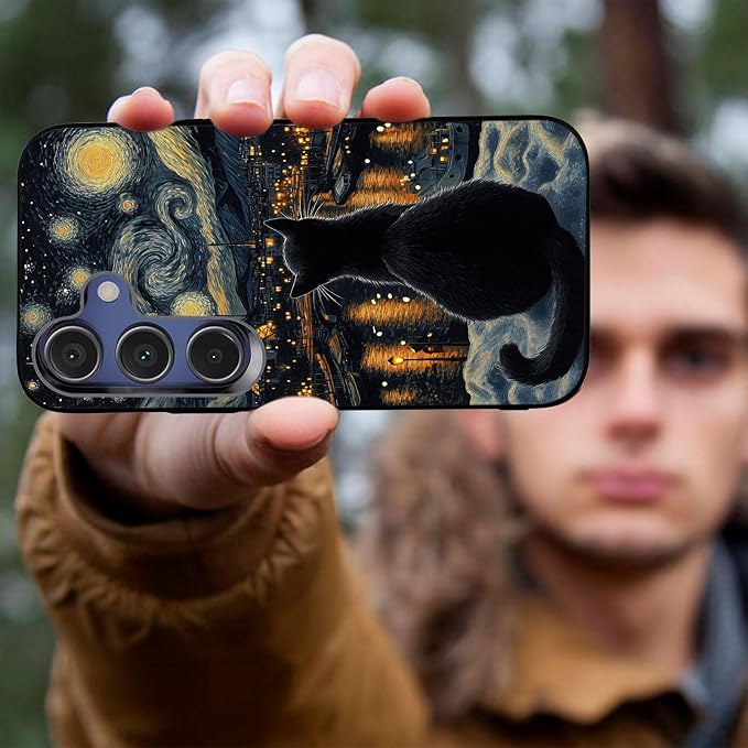 Designed for Galaxy A56 5G Phone Case,Slim Silicone Shockproof Protective Case for Galaxy A56 5G 6.7 inch,Eiffel Tower with Cat Scene - Image 4