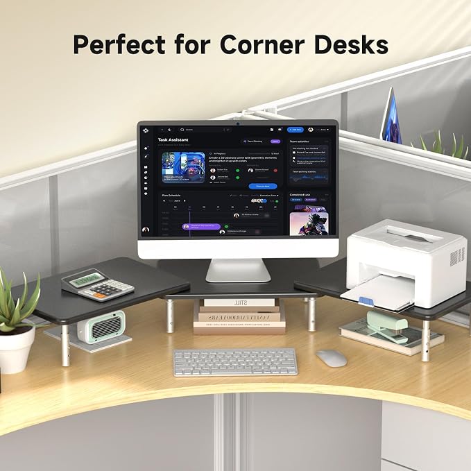 suptek Dual Monitor Laptop Stand Riser with Adjustable Length and Angle,Office Desktop Organizer Computer Stand for 2 Monitors for PC Monitor Laptop Printer(MST023) - Image 6