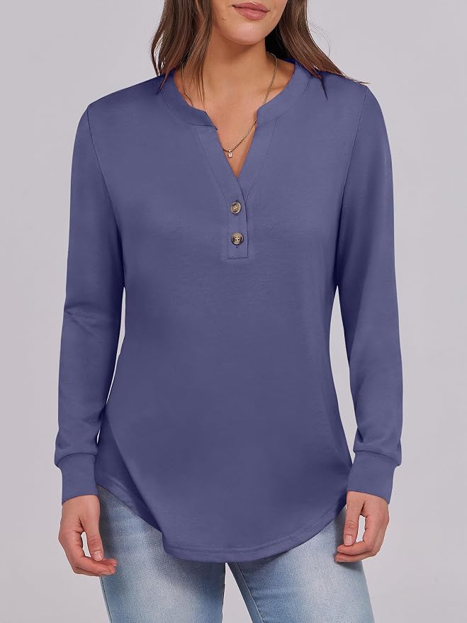ANRABESS Women's Long Sleeve Shirts 2026 Spring Fashion Dressy Casual Tops Trendy Henley Blouses Cute Work Outfits Clothes - Image 4
