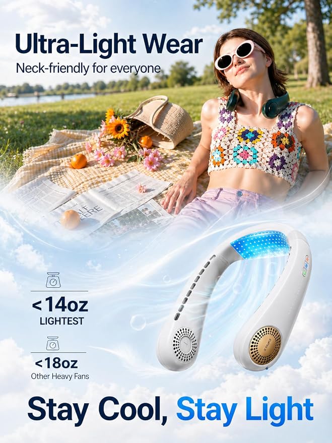 TORRAS COOLiFY Air 2026 Upgraded Neck Fan Air Conditioner, Dual-Airflow Pro Cooling, Ultra Light Portable Fan Rechargeable, Personal Cooling Fan Travel Essentials, Gift for Dad Father,White - Image 8