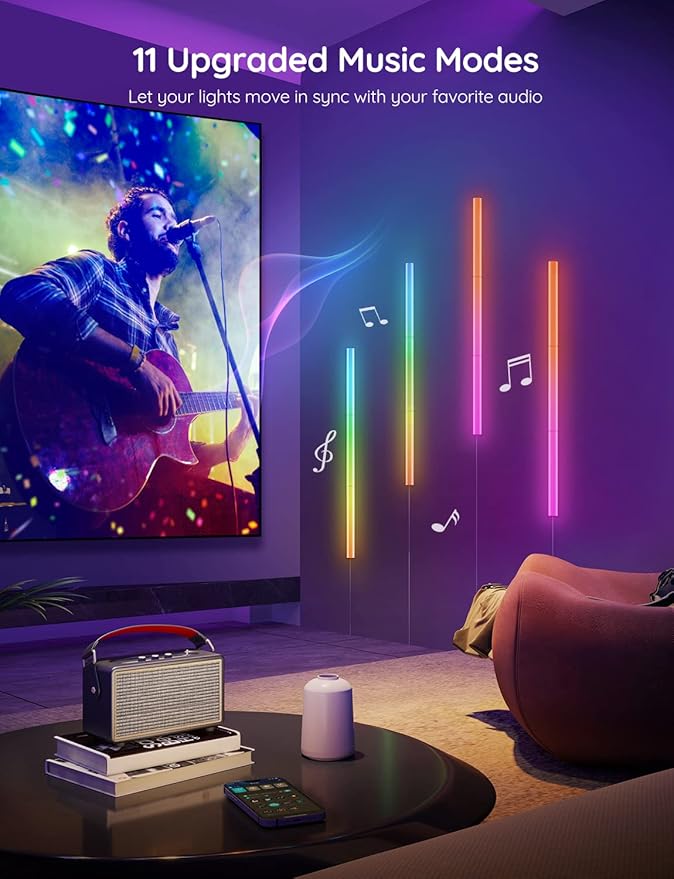 Govee Glide Wall Lights, Smart Gaming Light Bar, Works with SmartThings | RGBIC LED Wall Lamp for Bedroom, DIY, 6 Count Light Bar for Gaming Room(2 Panels Set and 3 Sections/Panel) - Image 3