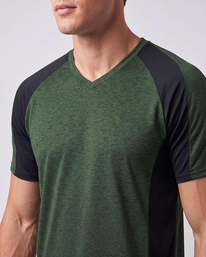 5 Pack Men's Dry Fit V Neck Gym Workout T Shirts Athletic Moisture Wicking | Cooling, Quick Dry, Breathable, Short Sleeve, Exercise, Cycling, Sports, Outdoor, Fitness, Golf, Crossfit, Hiking, Tennis - Image 3