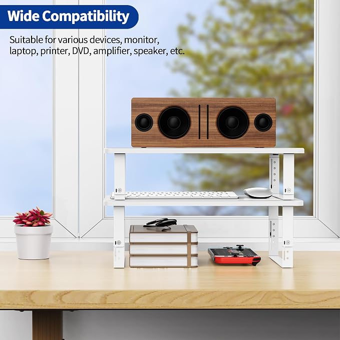 BESIGN MS01 Monitor Stand Riser, Height Adjustable Laptop Stand, Computer Monitor Stand for Monitor, Computer,Laptop,Printer (White) - Image 7