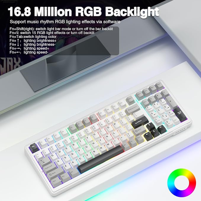 AULA F99 Wireless Mechanical Keyboard,Tri-Mode BT5.0/2.4GHz/USB-C Hot Swappable Custom Keyboard,Pre-lubed Linear Switches,RGB Backlit Computer Gaming Keyboards for PC/Tablet/PS/Xbox - Image 7