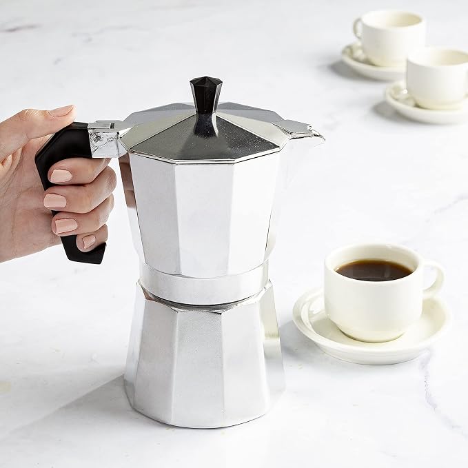 Primula Classic Stovetop Espresso and Coffee Maker, Moka Pot for Italian and Cuban Café Brewing, Greca Coffee Maker, Cafeteras, 6 Espresso Cups, Silver - Image 7