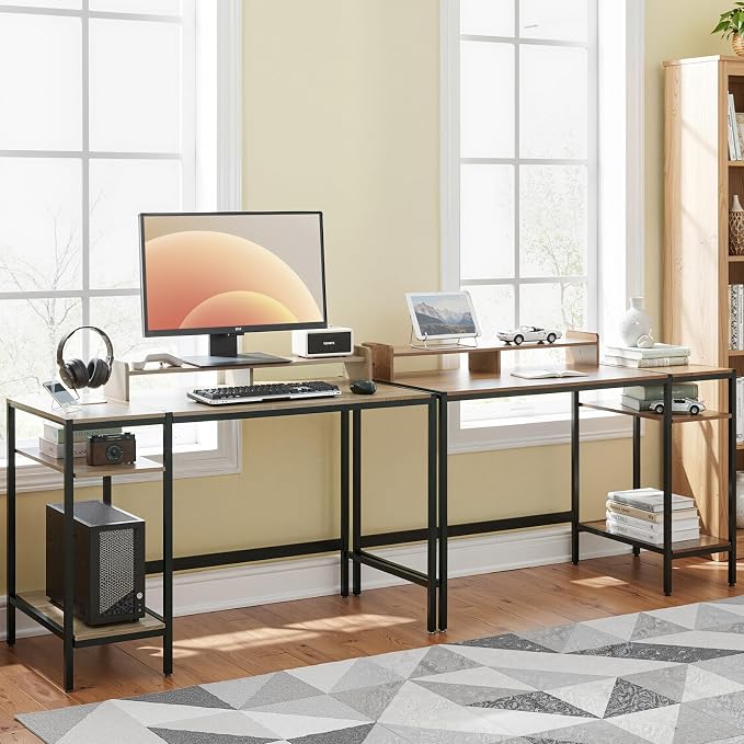 MINOSYS 47-inch Computer Desk with Storage Shelf - Gray Ideal Gaming Desk for Bedrooms, Small Spaces, and Home Offices Modern Writing Desk for PCs. - Image 2