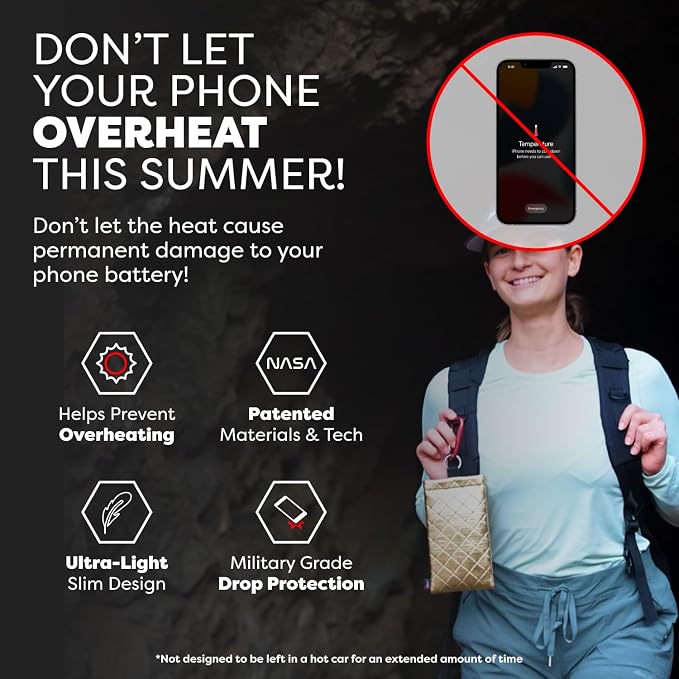 PHOOZY Apollo II Thermal Phone Case with NASA-Derived Technology - Extends Battery Life 4X in Hot or Cold Weather - Military Grade 8-Foot Drop Protection Insulated Pouch - Large Gold - Image 4
